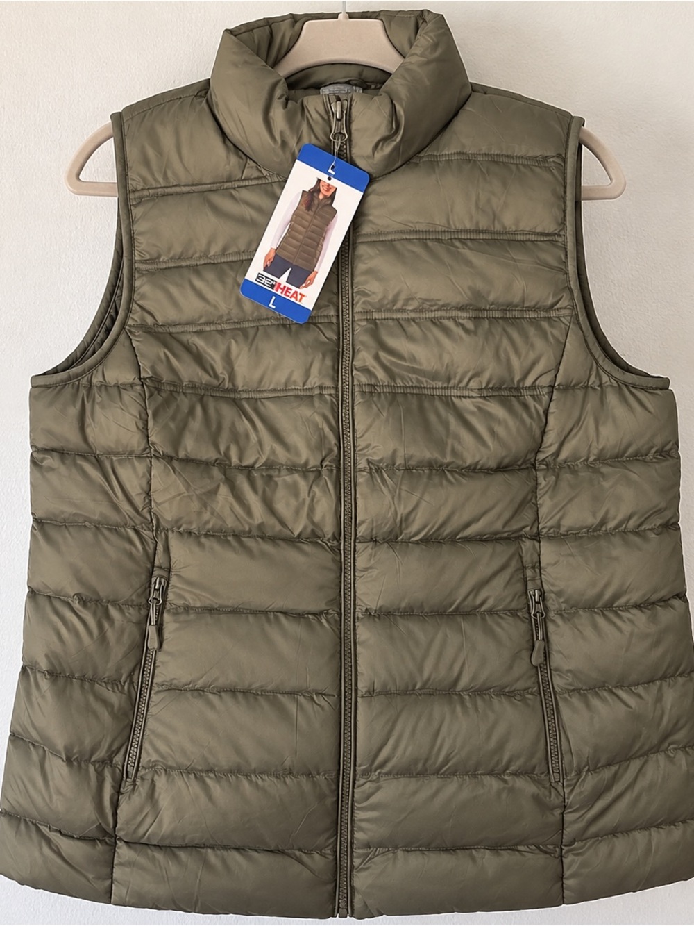 32 Degrees HEAT Women’s Puffer Vest Olive Green Size L NWT